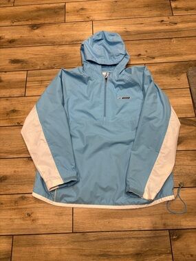 Vintage Y2K Reebok Two Toned Quarterzip Windbreaker Hoodie Blue/White Size XL